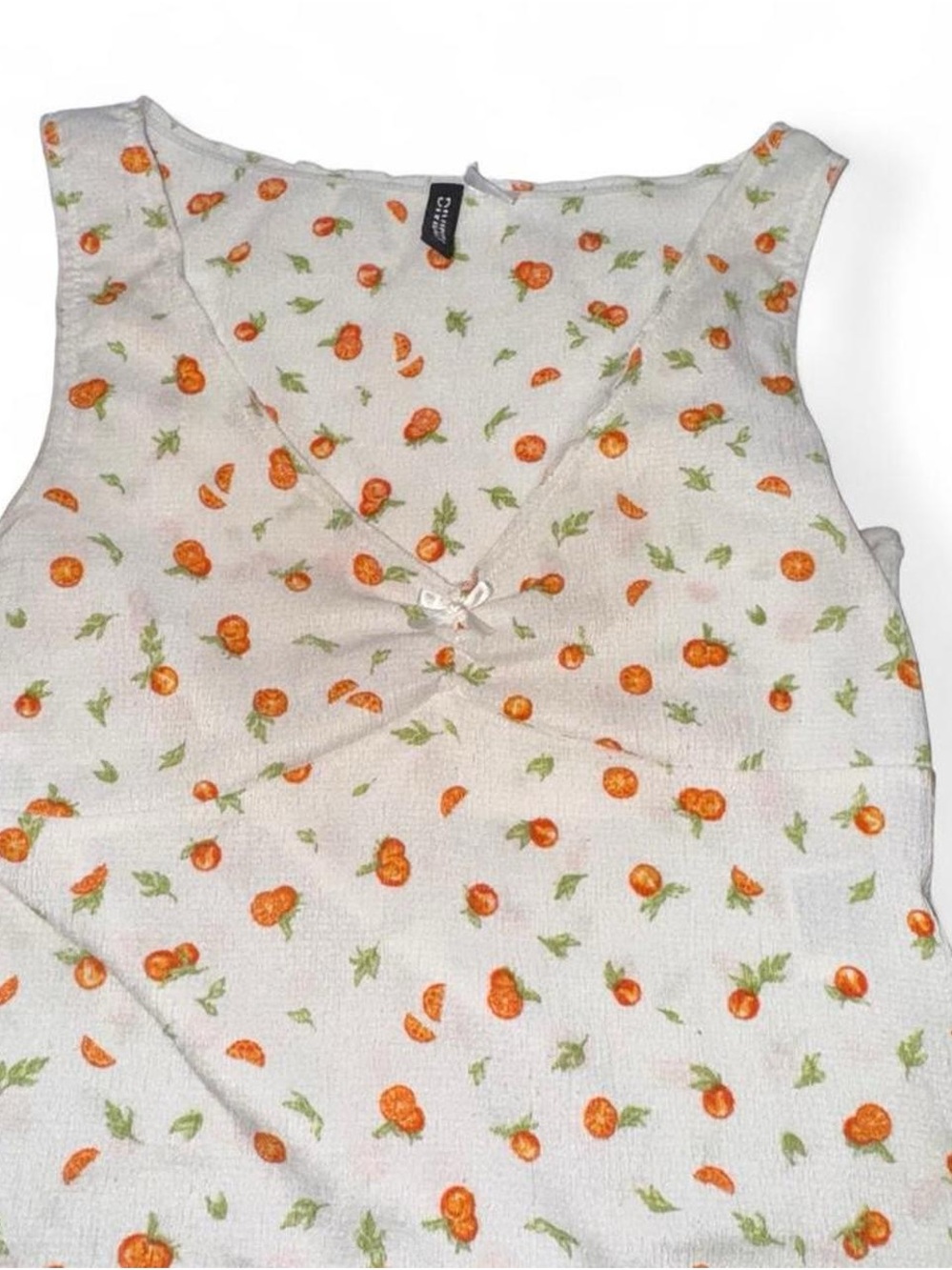 H&M White Tank Top with Orange Floral Accents